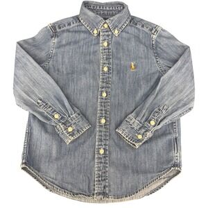 Ralph Lauren Kids Denim Button Down Shirt Chambray Pony Logo Long Sleeve 5